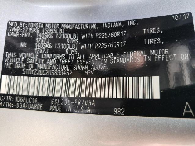 Photo 10 from auction – 2017 TOYOTA SIENNA XLE with VIN 5TDYZ3DC2HS899452