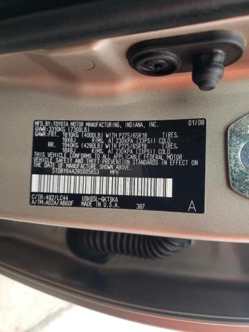 Photo 10 from auction – 2008 TOYOTA SEQUOIA SR with VIN 5TDBY64A28S005653