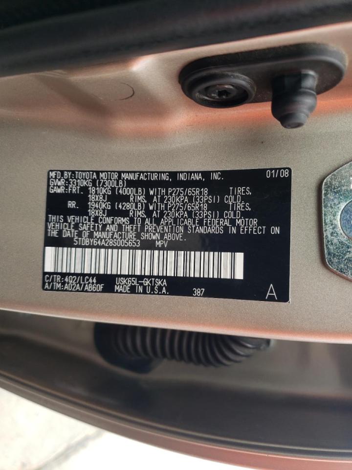 Photo 20 from auction – 2008 TOYOTA SEQUOIA SR with VIN 5TDBY64A28S005653