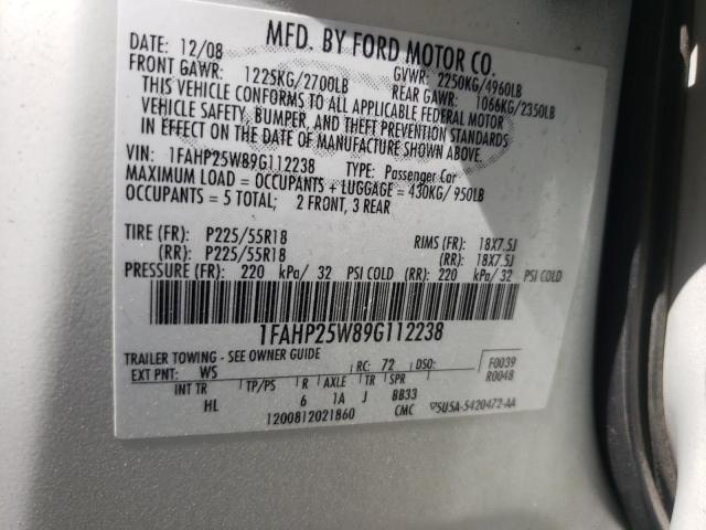 Photo 10 from auction – 2009 FORD TAURUS LIM with VIN 1FAHP25W89G112238