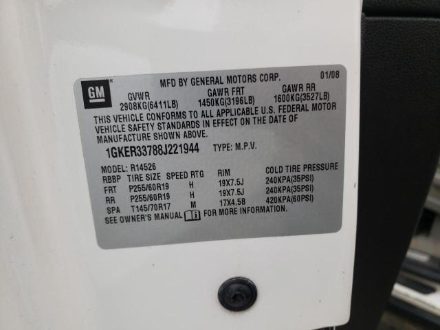 Photo 10 from auction – 2008 GMC ACADIA SLT with VIN 1GKER33788J221944