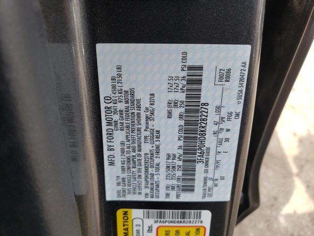 Photo 10 from auction – 2019 FORD FUSION SE with VIN 3FA6P0HD8KR282278