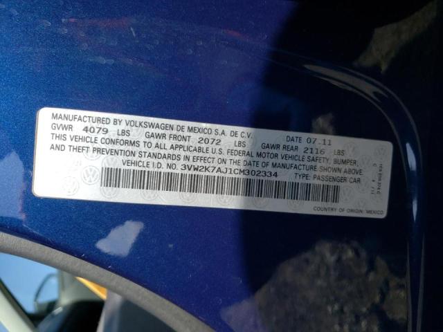 Photo 10 from auction – 2012 VOLKSWAGEN JETTA BASE with VIN 3VW2K7AJ1CM302334