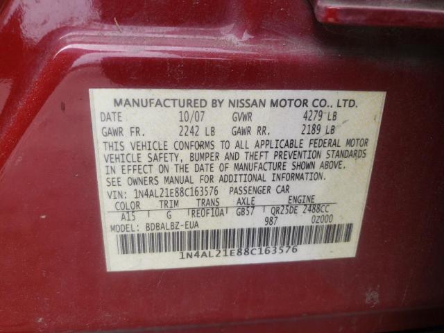 Photo 10 from auction – 2008 NISSAN ALTIMA 2.5 with VIN 1N4AL21E88C163576