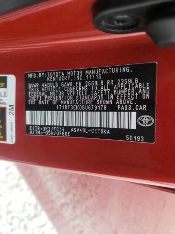 Photo 10 from auction – 2011 TOYOTA CAMRY BASE with VIN 4T1BF3EK0BU679178