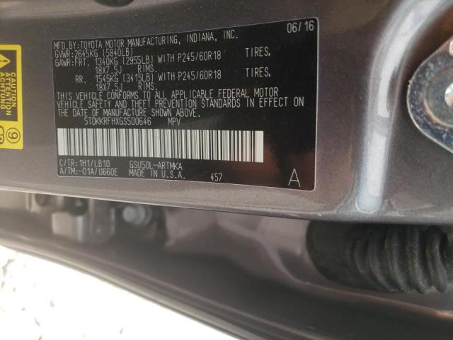 Photo 10 from auction – 2016 TOYOTA HIGHLANDER with VIN 5TDKKRFHXGS500646