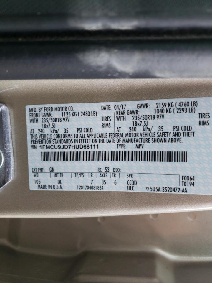 Photo 10 from auction – 2017 FORD ESCAPE TIT with VIN 1FMCU9JD7HUD66111