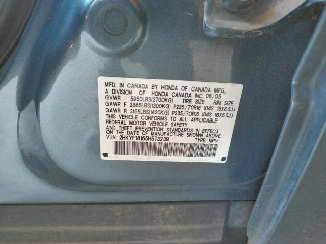 Photo 10 from auction – 2005 HONDA PILOT LX with VIN 2HKYF18165H573239