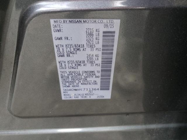 Photo 10 from auction – 2015 NISSAN PATHFINDER with VIN 5N1AR2MNXFC711364