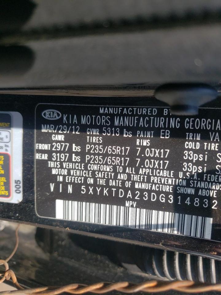 Photo 10 from auction – 2013 KIA SORENTO LX with VIN 5XYKTDA23DG314832