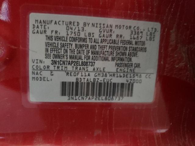 Photo 10 from auction – 2014 NISSAN VERSA S with VIN 3N1CN7AP2EL808737