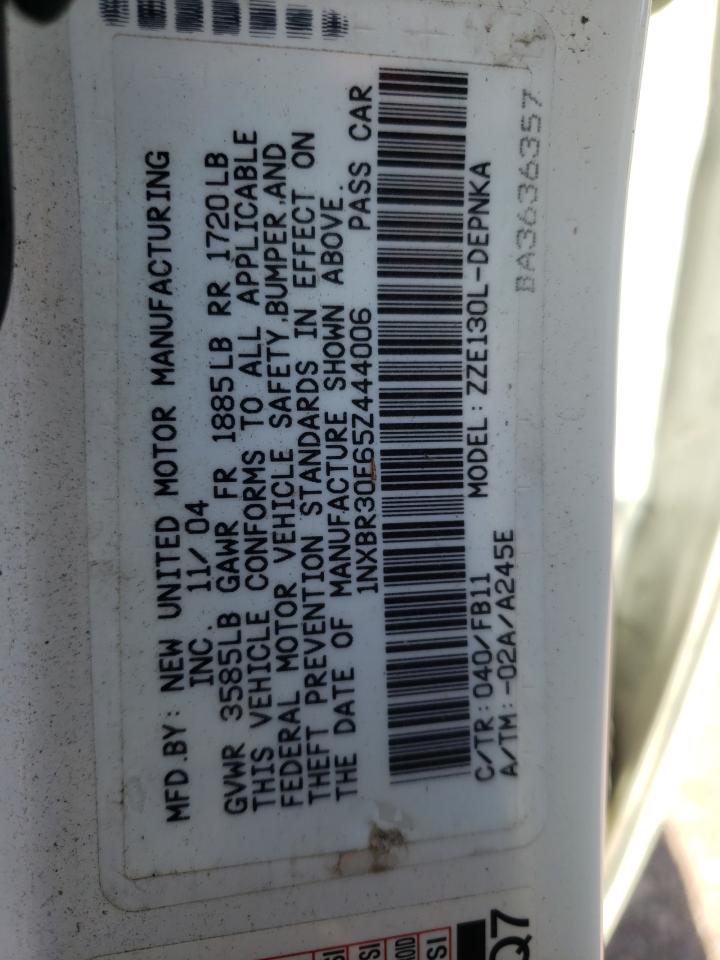 Photo 11 from auction – 2005 TOYOTA COROLLA with VIN 1NXBR30E65Z444006