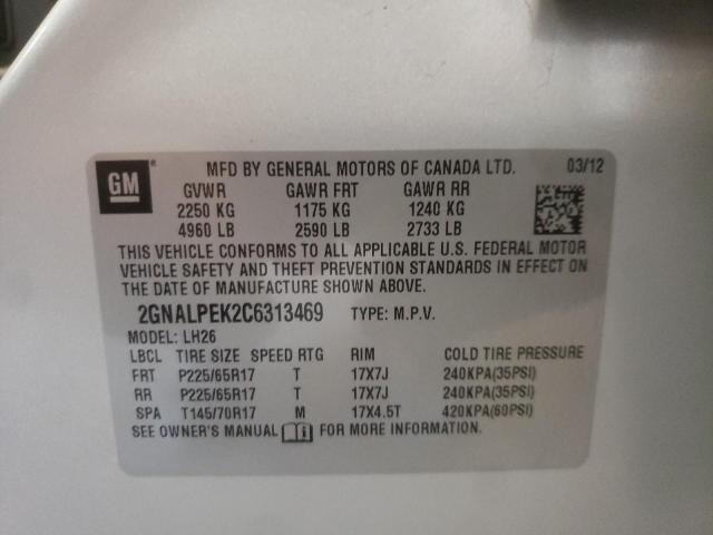 Photo 10 from auction – 2012 CHEVROLET EQUINOX LT with VIN 2GNALPEK2C6313469