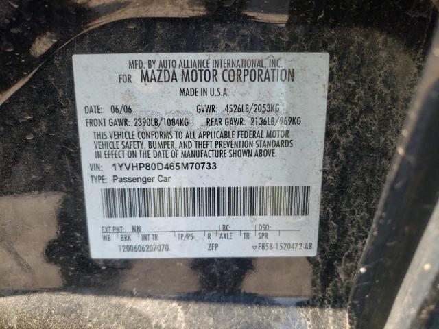 Photo 10 from auction – 2006 MAZDA 6 S with VIN 1YVHP80D465M70733