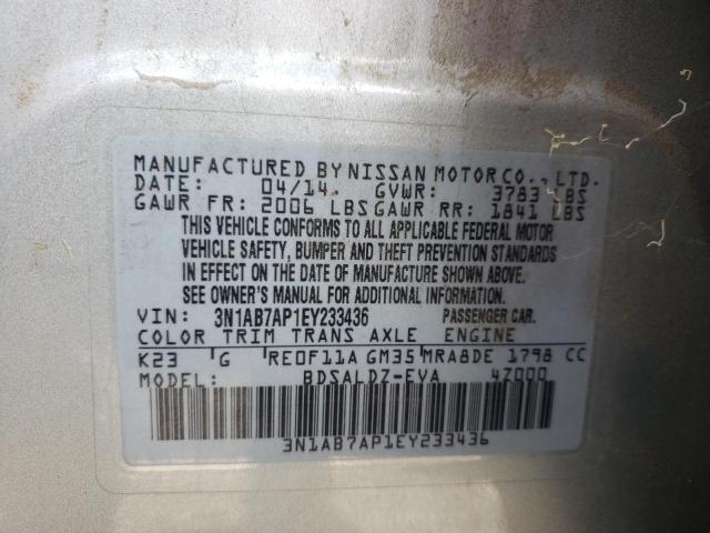 Photo 10 from auction – 2014 NISSAN SENTRA S with VIN 3N1AB7AP1EY233436