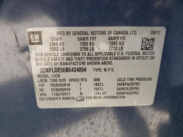 Photo 10 from auction – 2011 CHEVROLET EQUINOX LT with VIN 2CNFLDE56B6434894