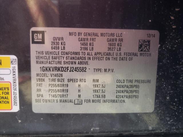 Photo 10 from auction – 2015 GMC ACADIA SLT with VIN 1GKKVRKD2FJ245582