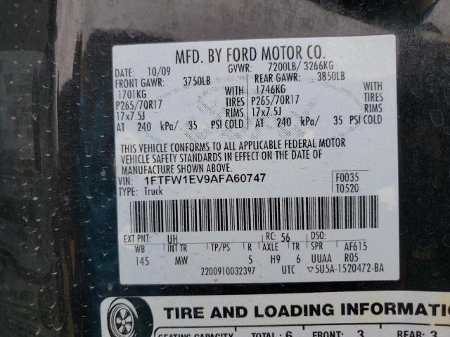 Photo 10 from auction – 2010 FORD F150 SUPER with VIN 1FTFW1EV9AFA60747
