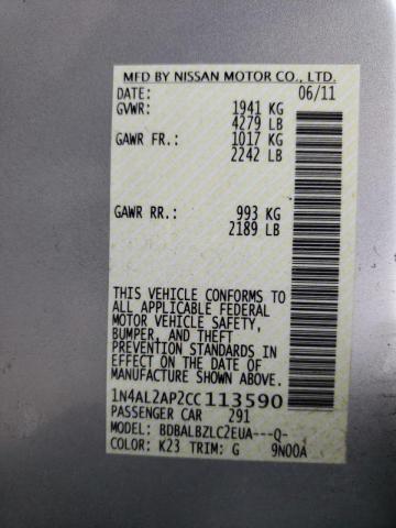 Photo 10 from auction – 2012 NISSAN ALTIMA BAS with VIN 1N4AL2AP2CC113590