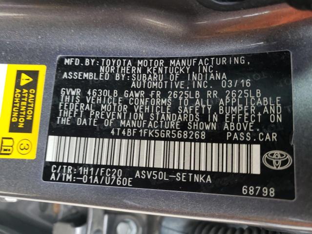 Photo 10 from auction – 2016 TOYOTA CAMRY LE with VIN 4T4BF1FK5GR568268