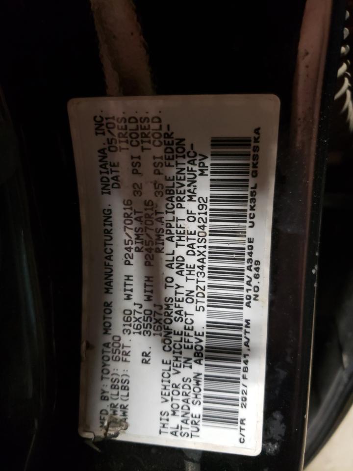 Photo 10 from auction – 2001 TOYOTA SEQUOIA SR with VIN 5TDZT34AX1S042192