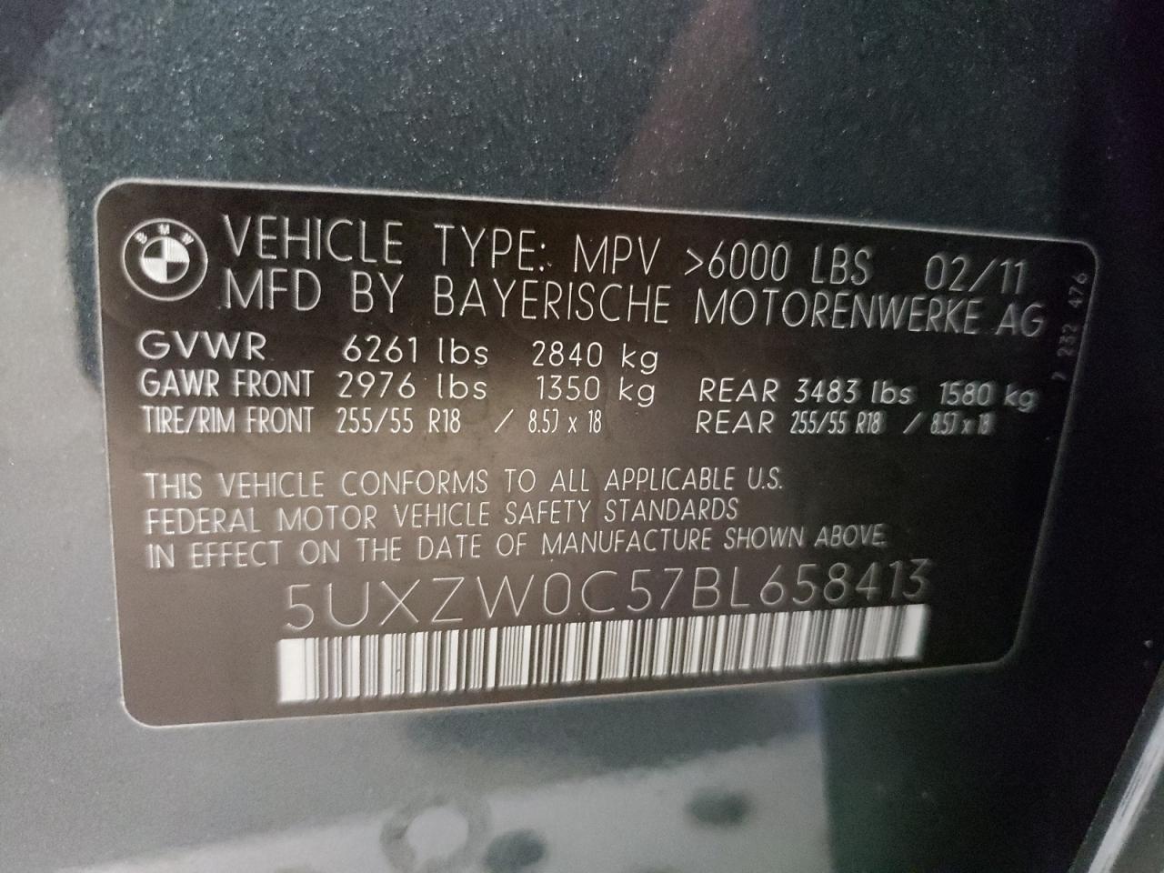 Photo 10 from auction – 2011 BMW X5 XDRIVE3 with VIN 5UXZW0C57BL658413
