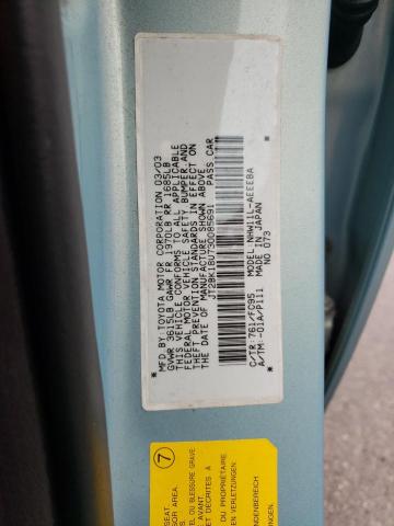 Photo 10 from auction – 2003 TOYOTA PRIUS with VIN JT2BK18U730085691