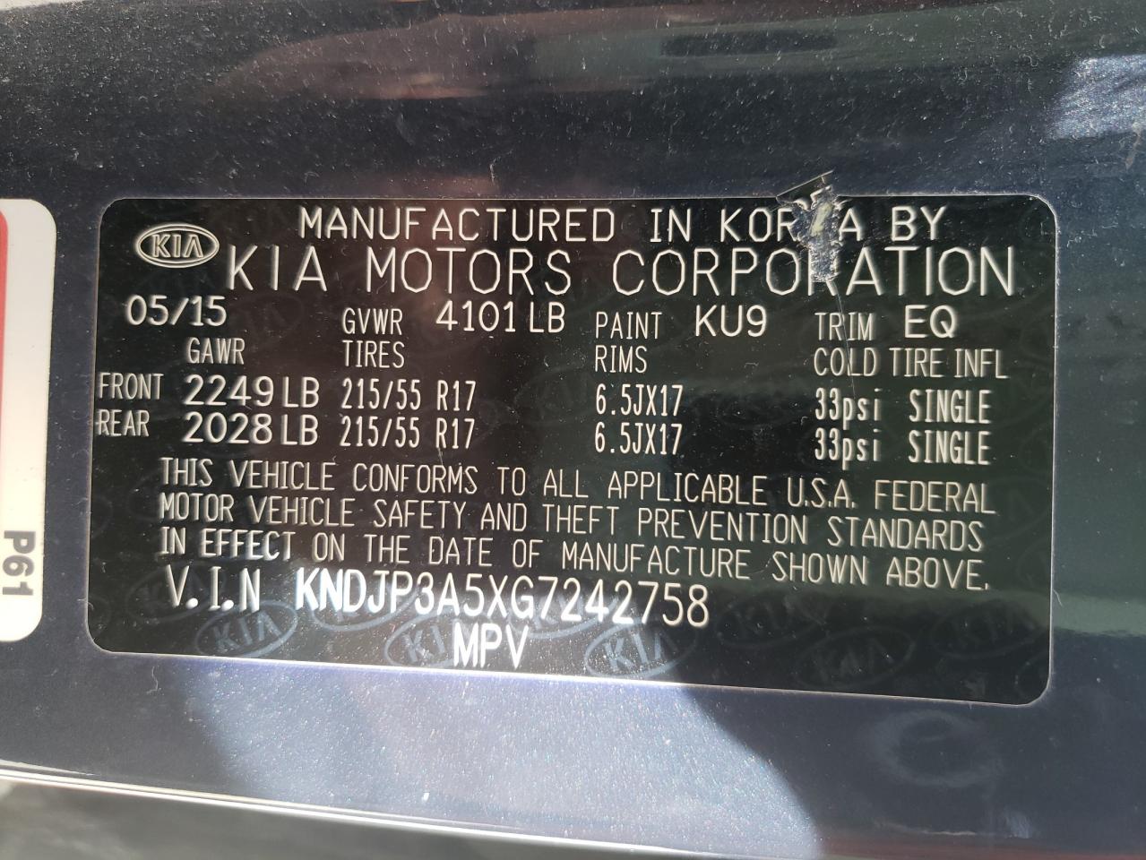 Photo 10 from auction – 2016 KIA SOUL + with VIN KNDJP3A5XG7242758