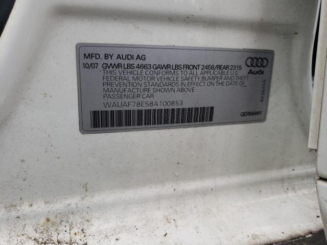 Photo 10 from auction – 2008 AUDI A4 2.0T with VIN WAUAF78E58A100853