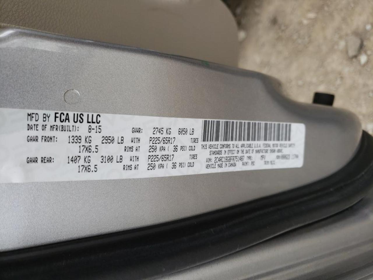 Photo 10 from auction – 2015 CHRYSLER TOWN & COU with VIN 2C4RC1BG8FR751487
