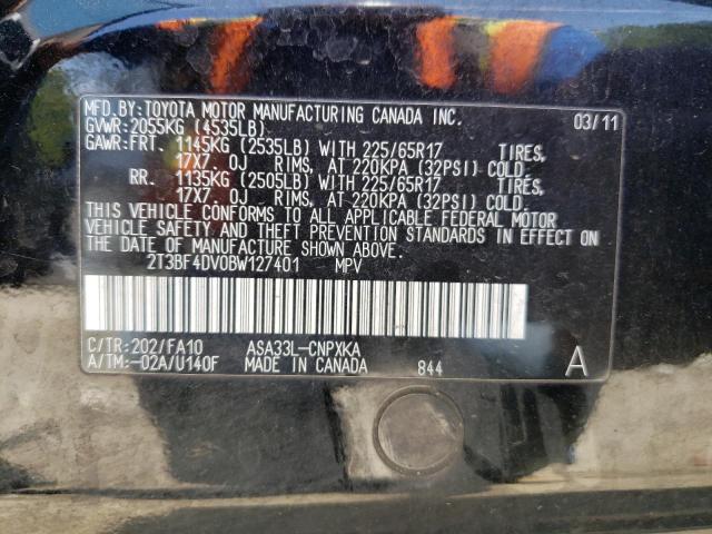 TOYOTA RAV4 2011 with VIN 2T3BF4DV0BW127401 - Photo from auction
