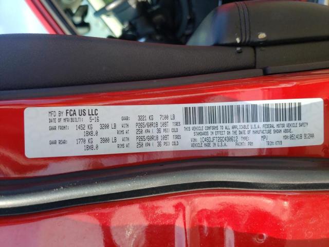 Photo 10 from auction – 2016 DODGE DURANGO SS with VIN 1C4SDJFT2GC430612