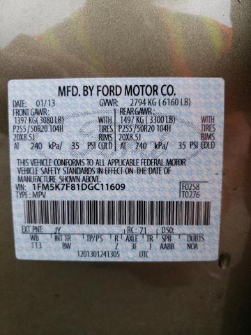 Photo 10 from auction – 2013 FORD EXPLORER L with VIN 1FM5K7F81DGC11609