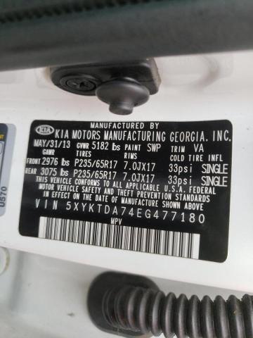 Photo 10 from auction – 2014 KIA SORENTO LX with VIN 5XYKTDA74EG477180