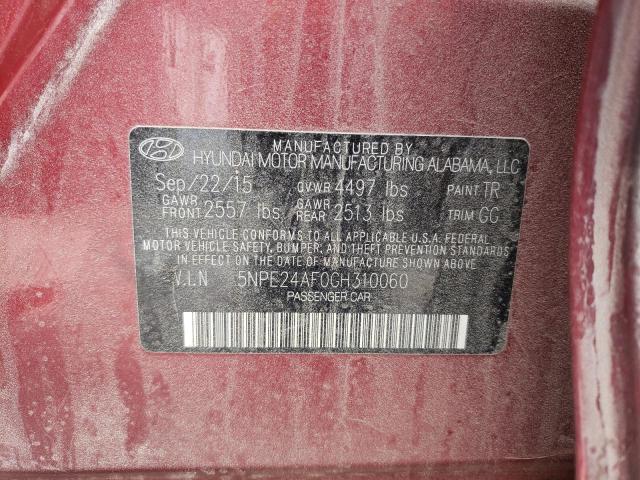 Photo 10 from auction – 2016 HYUNDAI SONATA SE with VIN 5NPE24AF0GH310060
