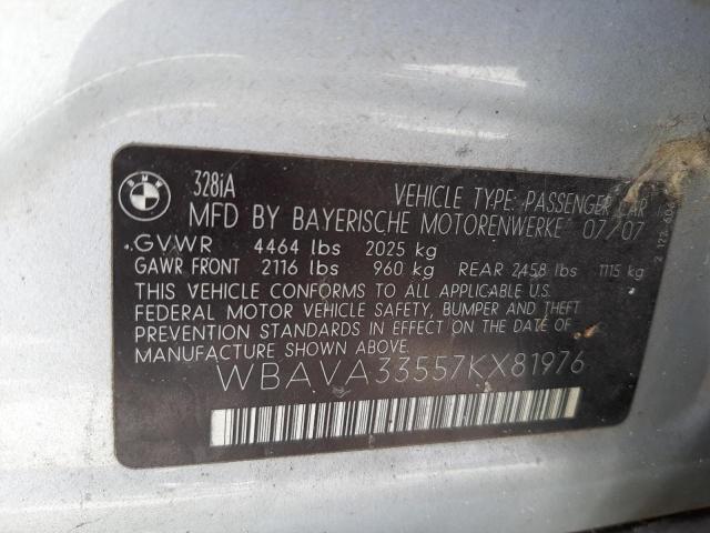Photo 10 from auction – 2007 BMW 328 I with VIN WBAVA33557KX81976