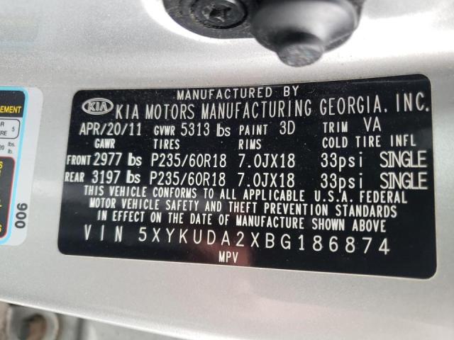 Photo 10 from auction – 2011 KIA SORENTO EX with VIN 5XYKUDA2XBG186874