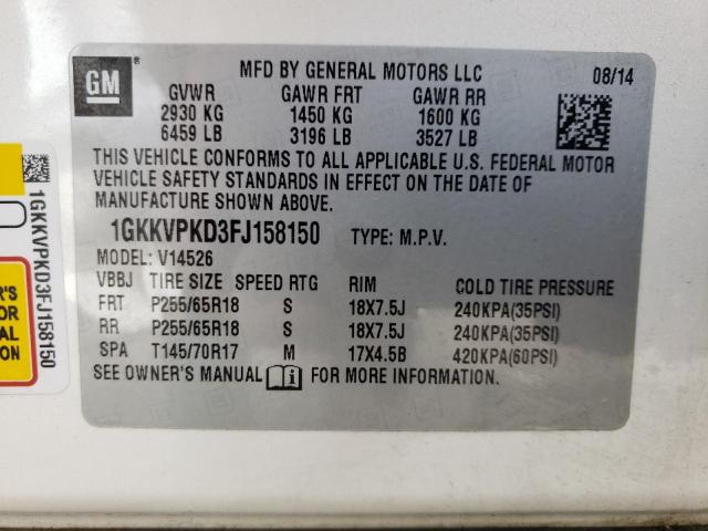 Photo 10 from auction – 2015 GMC ACADIA SLE with VIN 1GKKVPKD3FJ158150