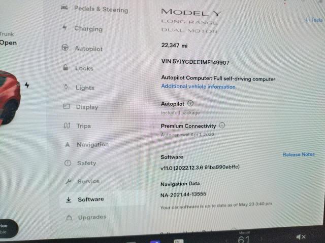 صورة رقم 8 من المزاد - 2021 TESLA MODEL Y مع VIN 5YJYGDEE1MF149907