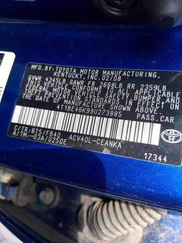 Photo 10 from auction – 2009 TOYOTA CAMRY BASE with VIN 4T1BE46K99U273885