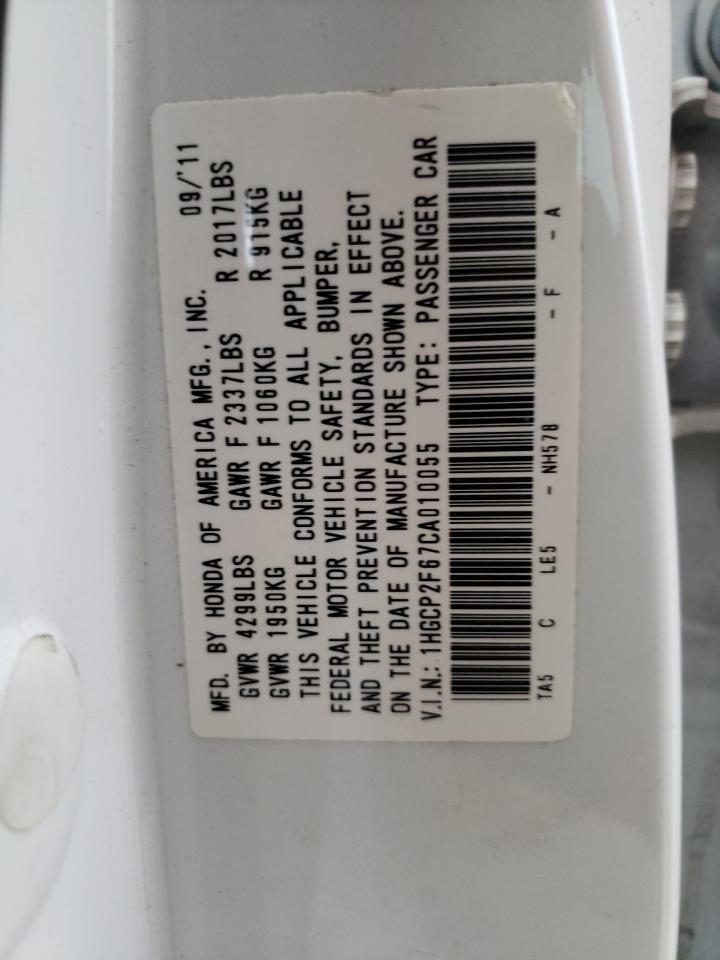 Photo 11 from auction – 2012 HONDA ACCORD SE with VIN 1HGCP2F67CA010055