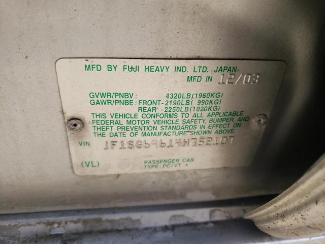 Photo 10 from auction – 2004 SUBARU FORESTER 2 with VIN JF1SG69614H752107