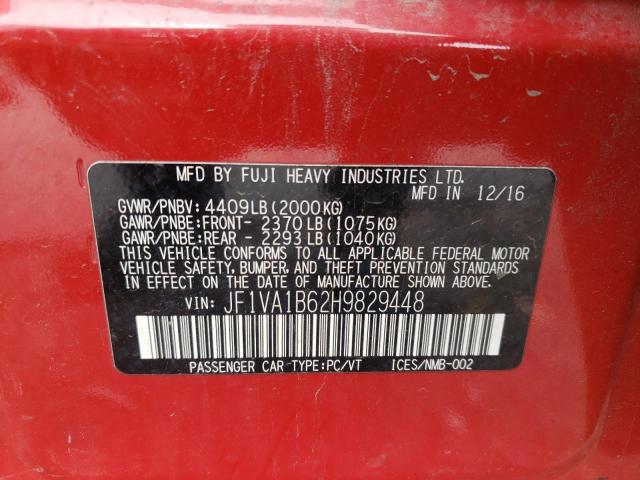 Photo 10 from auction – 2017 SUBARU WRX with VIN JF1VA1B62H9829448