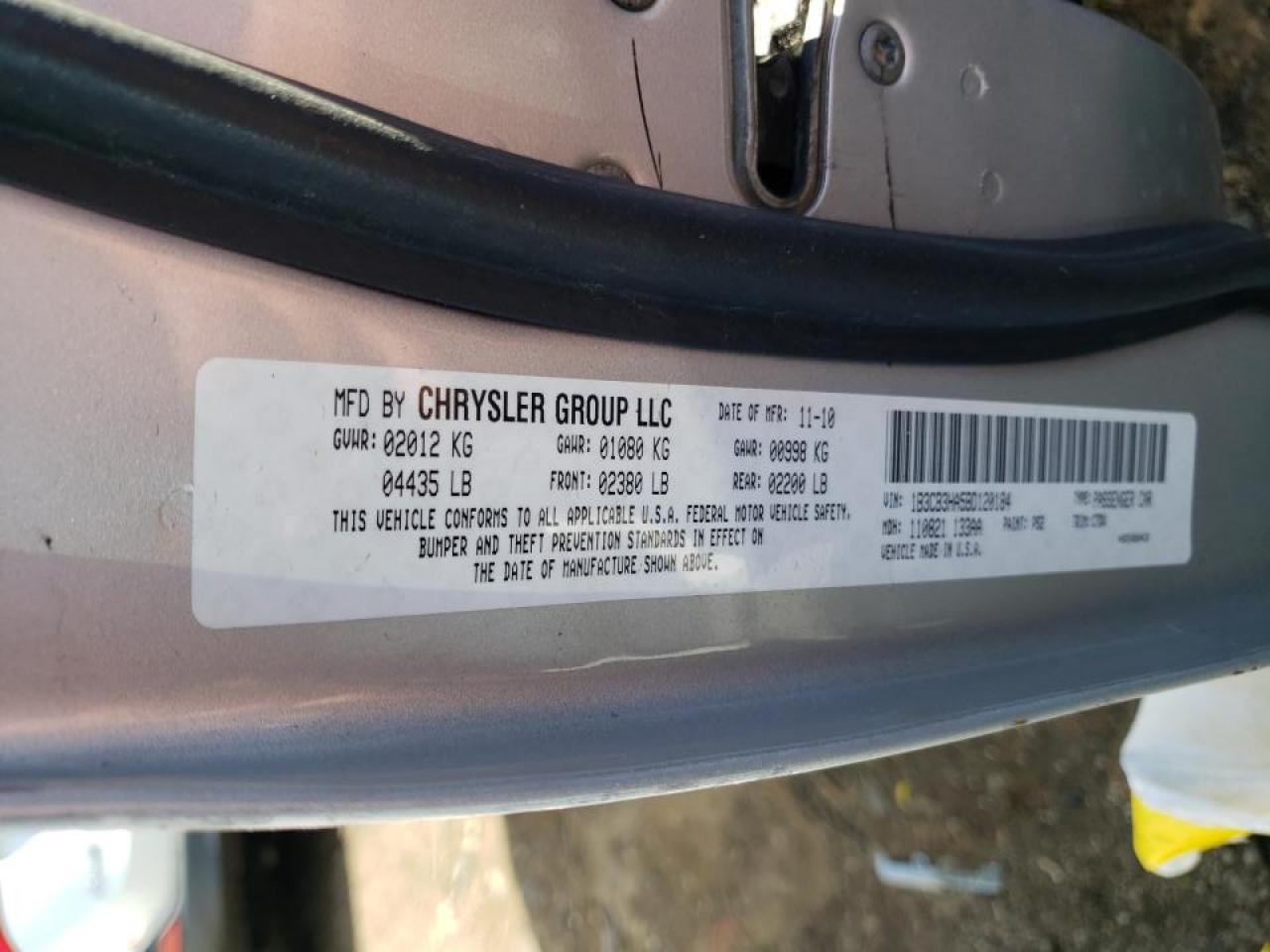 Photo 10 from auction – 2011 DODGE CALIBER MA with VIN 1B3CB3HA5BD120184