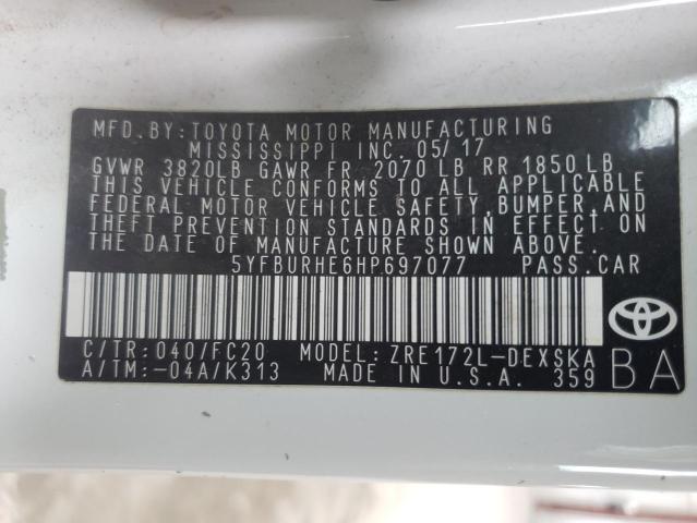 Photo 10 from auction – 2017 TOYOTA COROLLA L with VIN 5YFBURHE6HP697077
