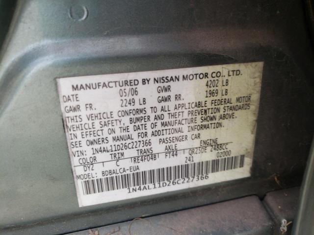Photo 10 from auction – 2006 NISSAN ALTIMA S with VIN 1N4AL11D26C227366