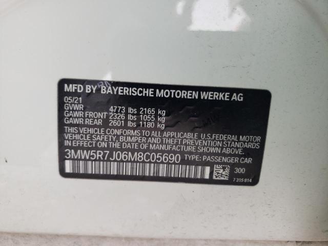 Photo 10 from auction – 2021 BMW 330XI with VIN 3MW5R7J06M8C05690