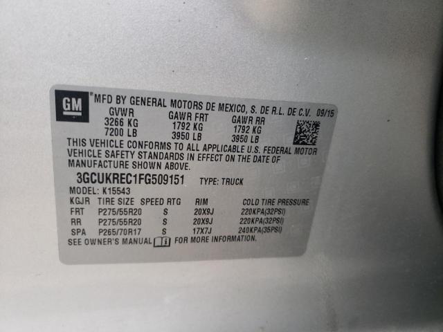 Photo 10 from auction – 2015 CHEVROLET SILVERADO with VIN 3GCUKREC1FG509151