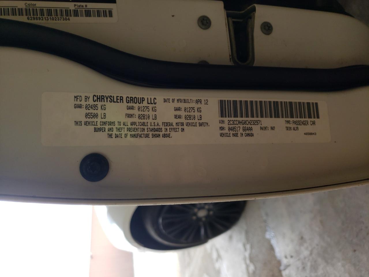 Photo 10 from auction – 2012 CHRYSLER 300 LIMITE with VIN 2C3CCAHG0CH232971