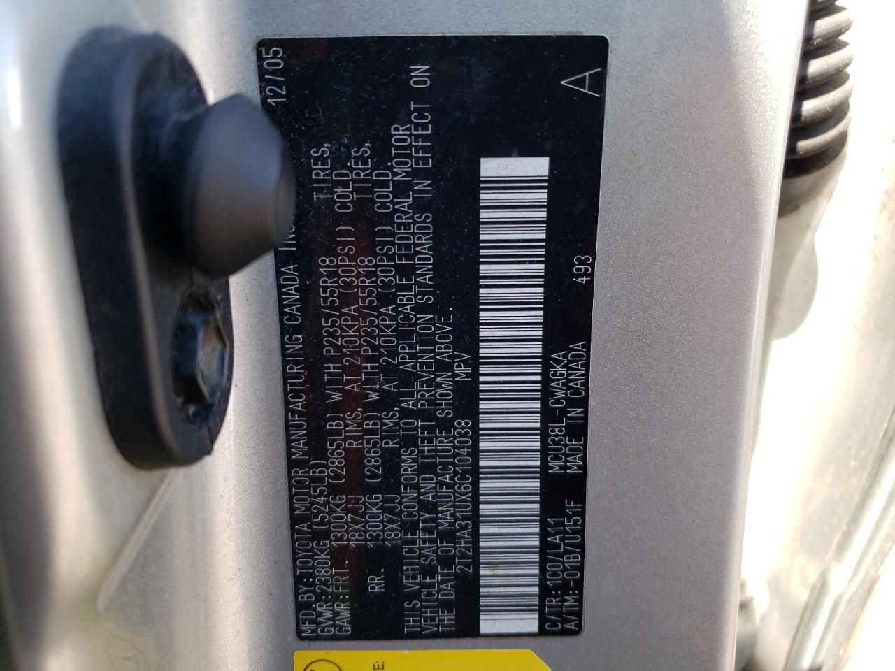 Photo 10 from auction – 2006 LEXUS RX 330 with VIN 2T2HA31UX6C104038